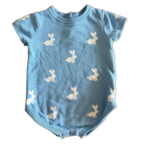 Janie & Jack Blue Bunny Sweater Romper Boys' 18-24 Months